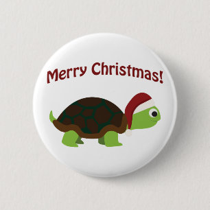 Merry Christmas! Santa Turtle 6 Cm Round Badge