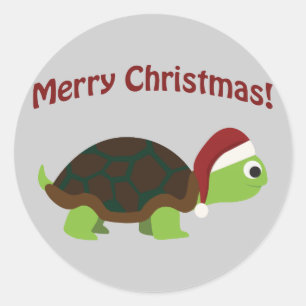 Merry Christmas! Santa Turtle Classic Round Sticker