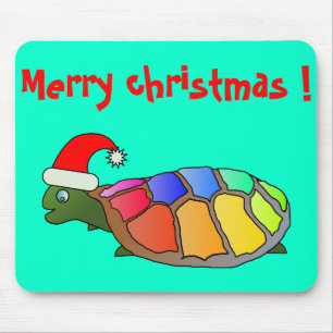 "MERRY CHRISTMAS" SANTA TURTLE MOUSE MAT