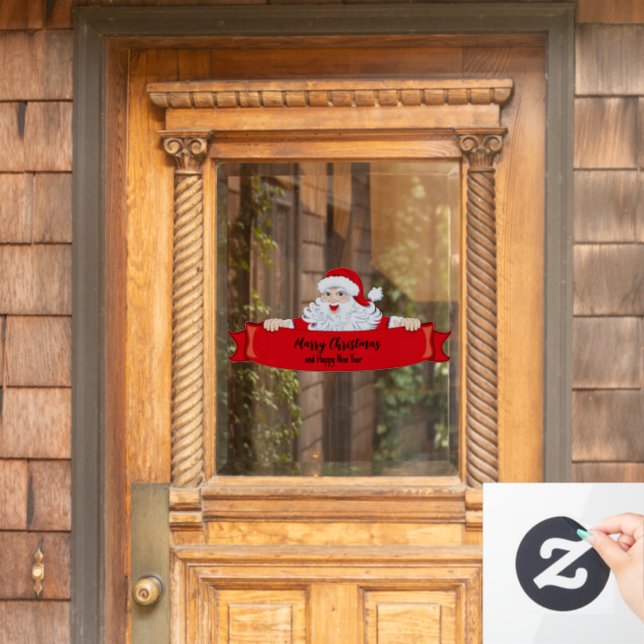 Merry Christmas Santa  Window Cling (Home Door)