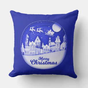 Merry Christmas Santa Winter Village Cushion