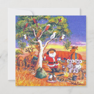 Merry Christmas Santa with animal friends Holiday Card