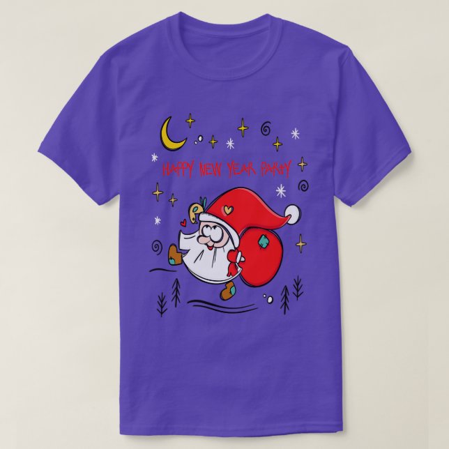 Merry Christmas Santa with bag funny bearded with  T-Shirt (Design Front)