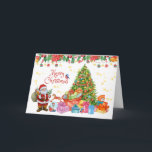 Merry Christmas Santa with Gifts & Christmas Tree  Card<br><div class="desc">Merry Christmas Santa</div>