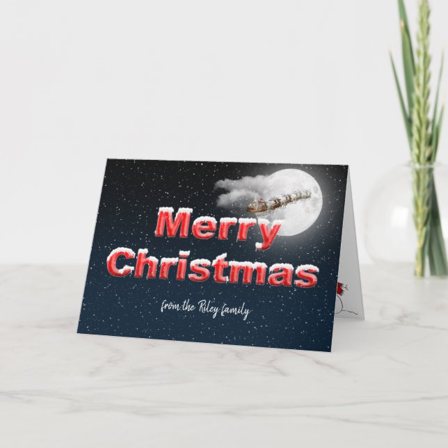 Merry Christmas Santa with reindeer Holiday Card (Front)