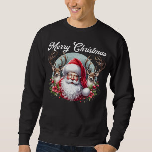 Merry Christmas Santa with Reindeer Sweatshirt