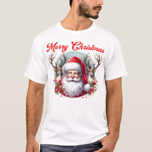 Merry Christmas Santa with Reindeer T-Shirt