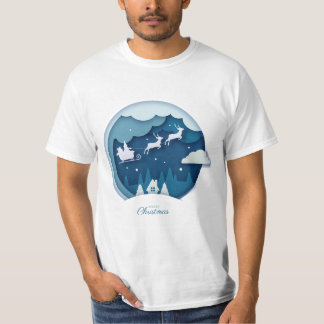 Merry Christmas - Santa with snow falling T-Shirt