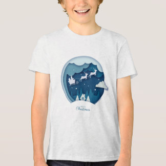 Merry Christmas - Santa with snow falling T-Shirt Tri-Blend Shirt