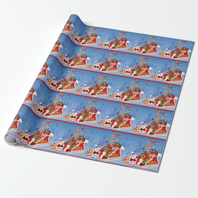 Merry Christmas Santa Wrapping Paper (Unrolled)
