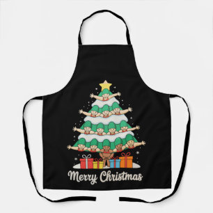 Merry Christmas Santa Xmas Tree Swiming Swimmer Apron