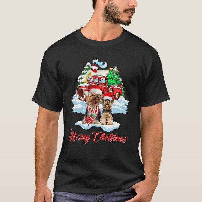Merry Christmas Santa Yorkshire Terrier Dog Christ T-Shirt (Front)