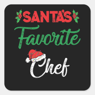Merry Christmas Santa's Favorite Chef Christmas Square Sticker