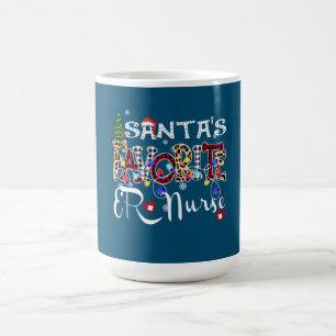 Merry Christmas Santa's Favorite ER Nurse Xmas Coffee Mug