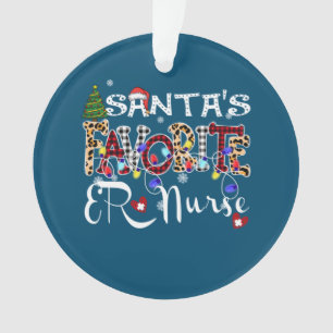 Merry Christmas Santa's Favorite ER Nurse Xmas Ornament
