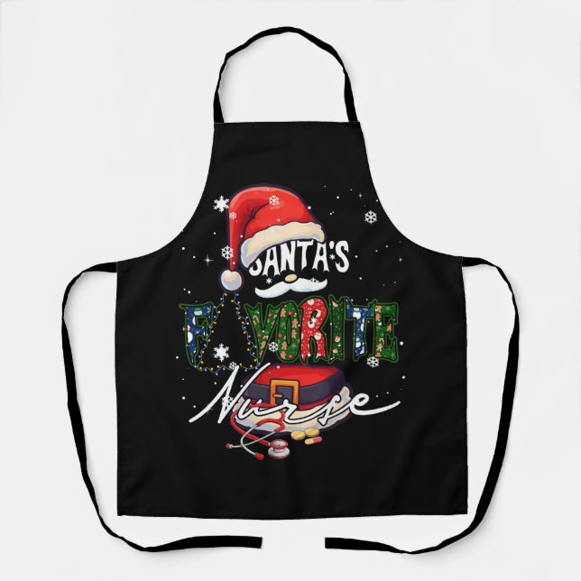 Merry Christmas Santa's Favourite Nurse Midwife Xm Apron (Front)