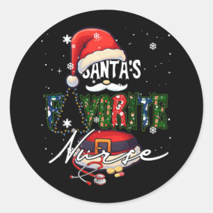 Merry Christmas Santa's Favourite Nurse Midwife Xm Classic Round Sticker