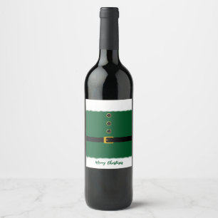 Merry Christmas-Santa's Green Outfit- Wine Label