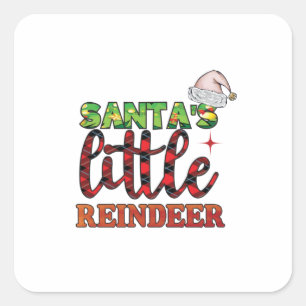 Merry Christmas Santas Little Reindeer Square Sticker
