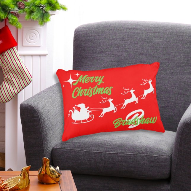 Merry Christmas Santa's Sleigh Accent Pillow (Creator Uploaded)