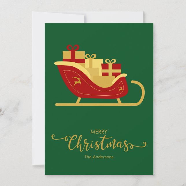 Merry Christmas Santa's Sleigh Christmas Card (Front)