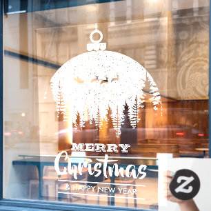 Merry Christmas Santa's Sleigh Ornament Holiday Window Cling