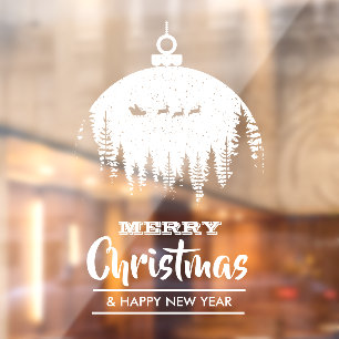 Merry Christmas Santa's Sleigh Ornament Holiday Window Cling