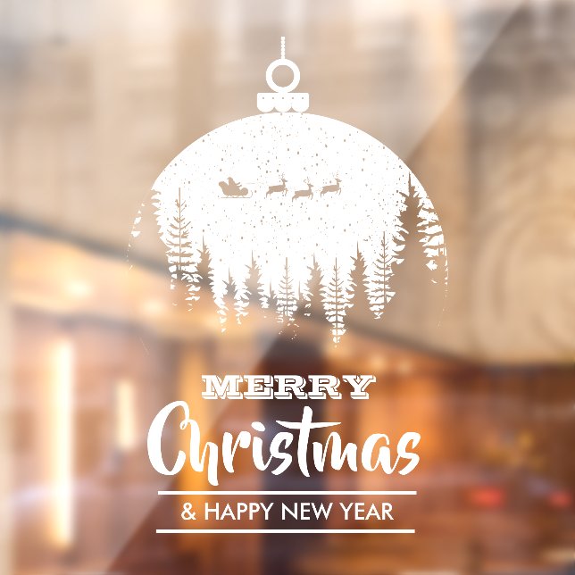 Merry Christmas Santa's Sleigh Ornament Holiday Window Cling (Sheet 2)