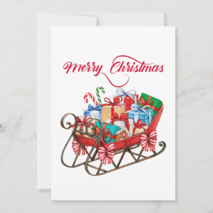 Merry Christmas Santa's Sleigh with Presents Invitation