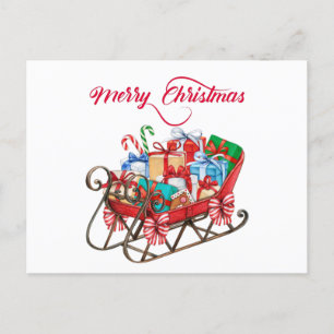 Merry Christmas Santa's Sleigh with Presents Postcard