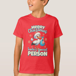 Merry Christmas Santa's Special Person Cute Egret T-Shirt