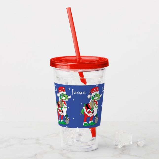 Merry Christmas SantaSaurus Acrylic Tumbler (Front Ice)