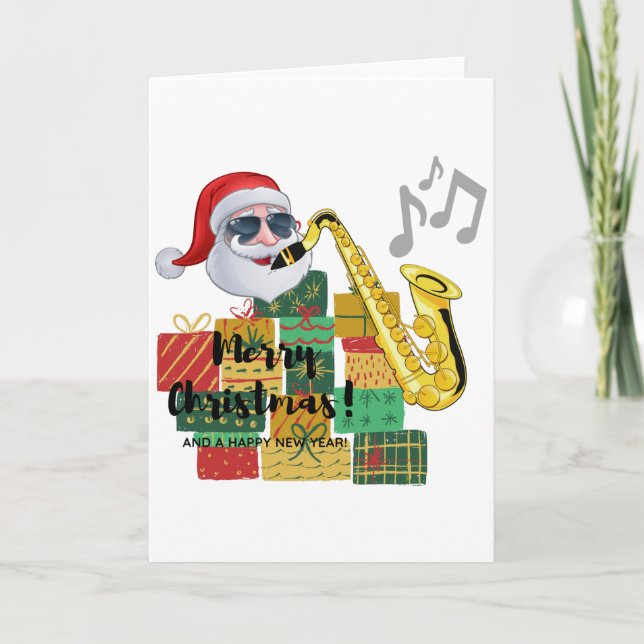Merry Christmas Saxophone Presents-Christmas Card (Front)