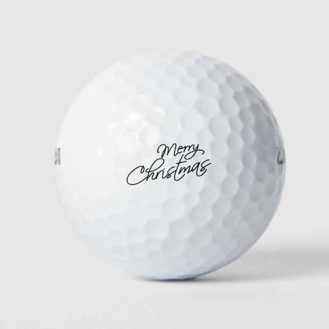 Merry Christmas Saying (Hand-Drawn) Golf Balls (Front)