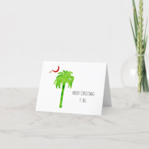 Merry Christmas SC Palmetto Tree Thank You Card