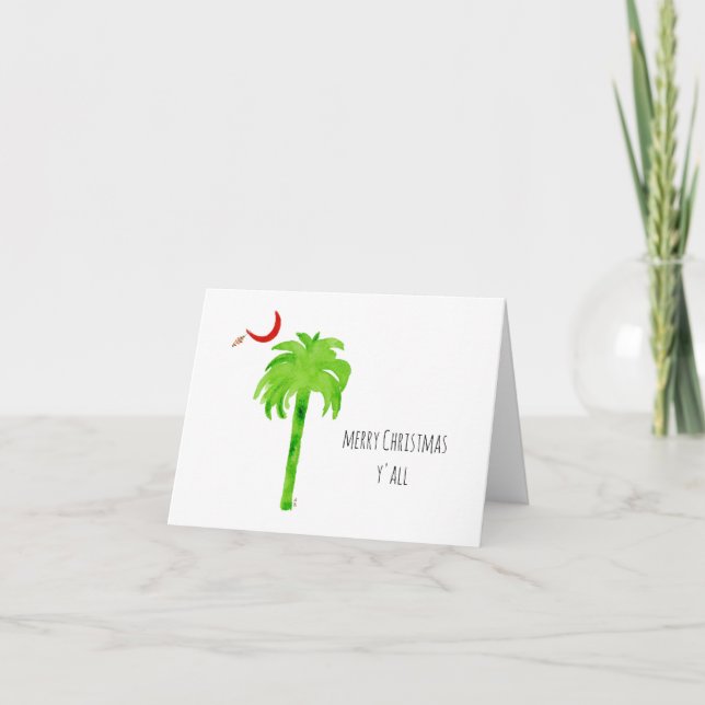 Merry Christmas SC Palmetto Tree Thank You Card (Front)