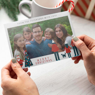 Merry Christmas Scandinavian funny family photo Holiday Card