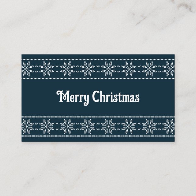 Merry Christmas scandinavian snow knitwear Enclosure Card (Front)
