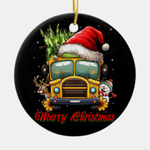 Merry Christmas School Bus Driver X-mas Snowman Re Ceramic Tree Decoration