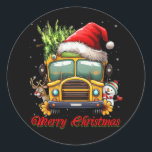 Merry Christmas School Bus Driver X-mas Snowman Re Classic Round Sticker<br><div class="desc">the best school bus driver around while wearing this funny school bus driver! Get excited for back to school season with this back to school design for bus drivers! Great idea for bus driver it If u love your school bus. Busman. Are you a school bus driver? Sometimes need little...</div>