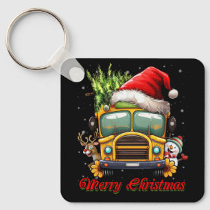 Merry Christmas School Bus Driver X-mas Snowman Re Key Ring