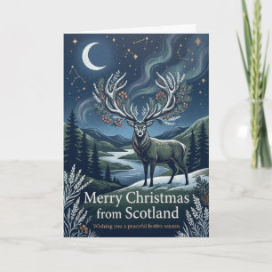 Merry Christmas Scotland Antler Card