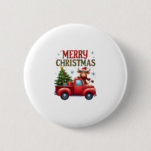Merry Christmas Scottish Highland Cow Xmas Farm An 6 Cm Round Badge