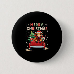 Merry Christmas Scottish Highland Cow Xmas Farm An 6 Cm Round Badge