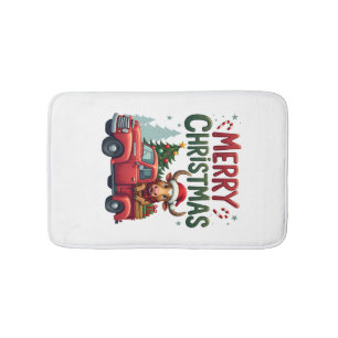 Merry Christmas Scottish Highland Cow Xmas Farm An Bath Mat