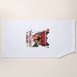 Merry Christmas Scottish Highland Cow Xmas Farm An Beach Towel