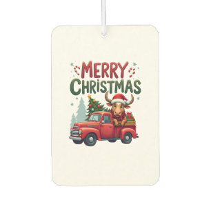 Merry Christmas Scottish Highland Cow Xmas Farm An Car Air Freshener