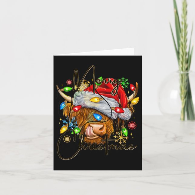 Merry Christmas Scottish Highland Cow Xmas Farm An Card (Front)