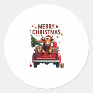 Merry Christmas Scottish Highland Cow Xmas Farm An Classic Round Sticker