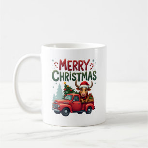 Merry Christmas Scottish Highland Cow Xmas Farm An Coffee Mug